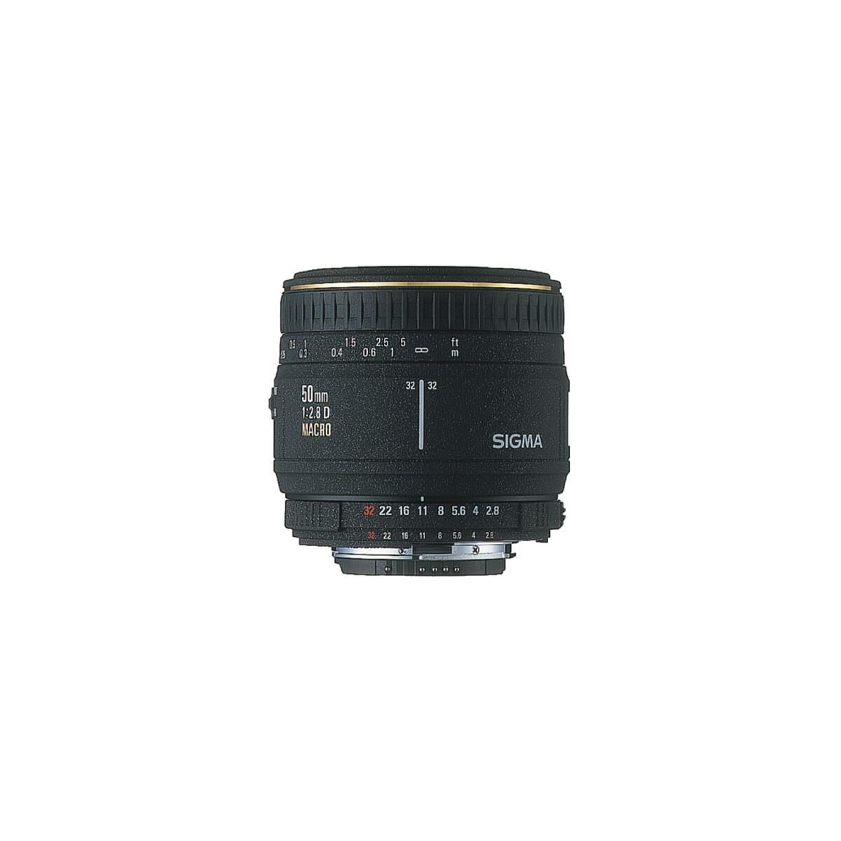 Sigma Disc. 50mm f/2.8 EX Standard Auto Focus Macro Lens with Hood for Nikon AF D Cameras