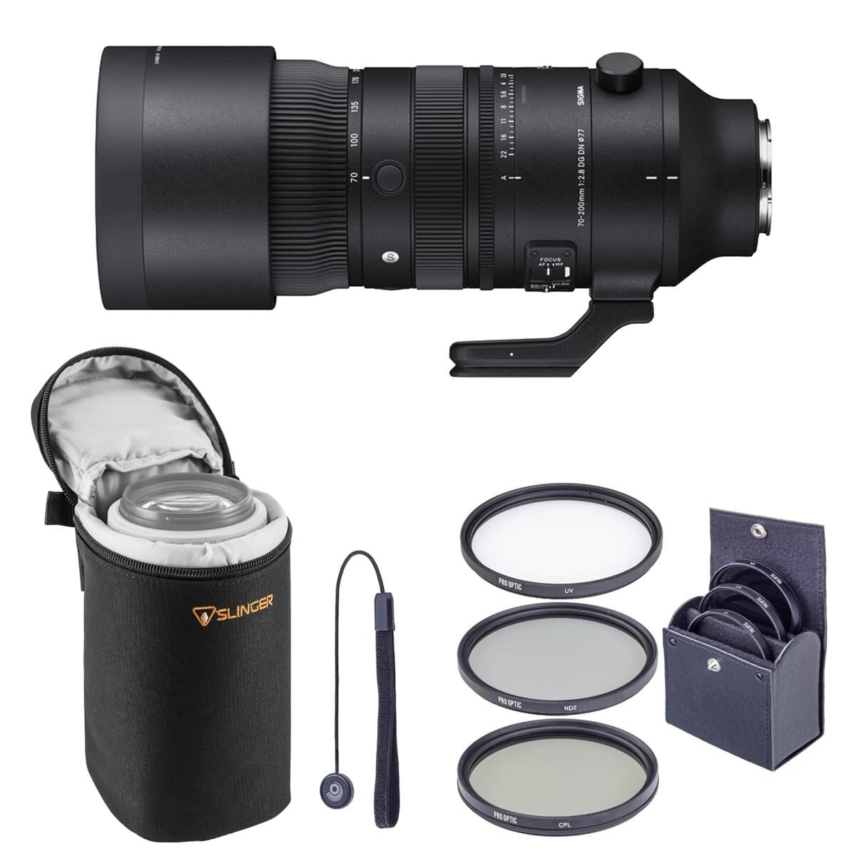 Sigma 70-200m f/2.8 DG DN OS Sports Lens for Sony E + Case + Filter + Cap Tether