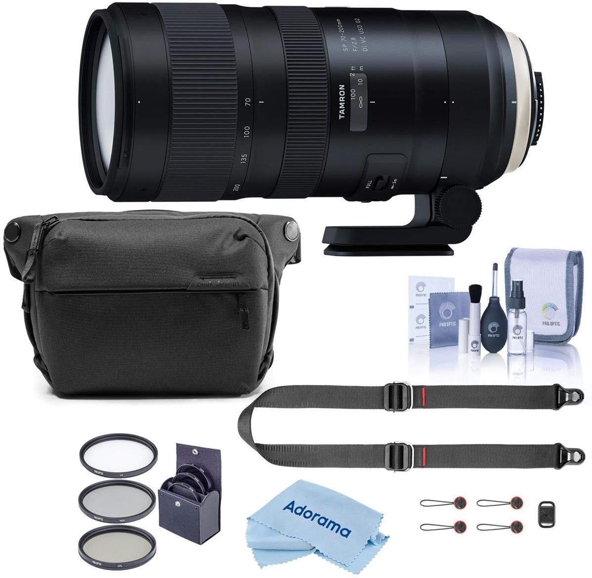 Tamron SP 70-200mm f/2.8 Di VC USD G2 Lens for Nikon F/Everyday Sling V2 &amp; Strap