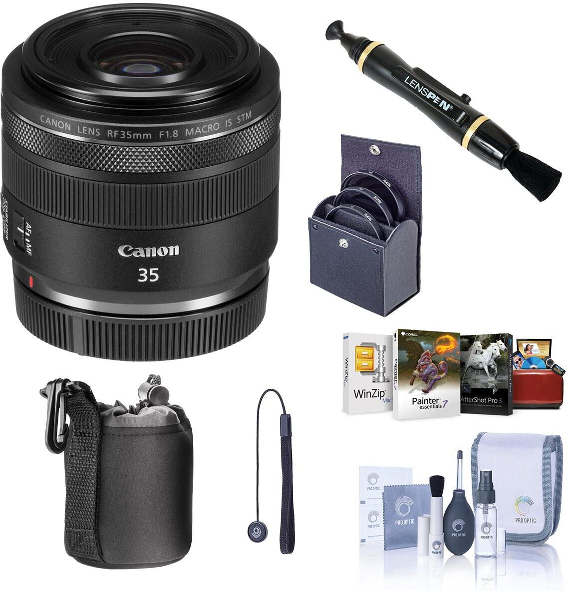 Canon RF 35mm f/1.8 Macro IS STM Lens with Mac Software &amp; Accessories Kit