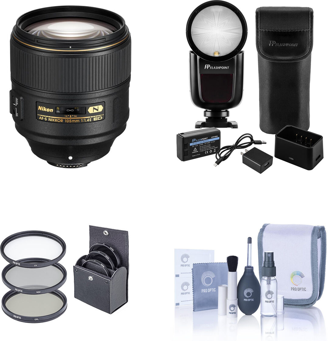 Nikon 105mm f/1.4E ED-IF AF-S NIKKOR Lens w/Flashpoint Zoom Li-on X R2 Flash Kit