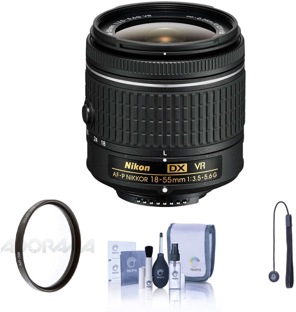 Nikon 18-55mm f/3.5-5.6G AF-P DX NIKKOR VR Lens USA w/Free Accessories Kit