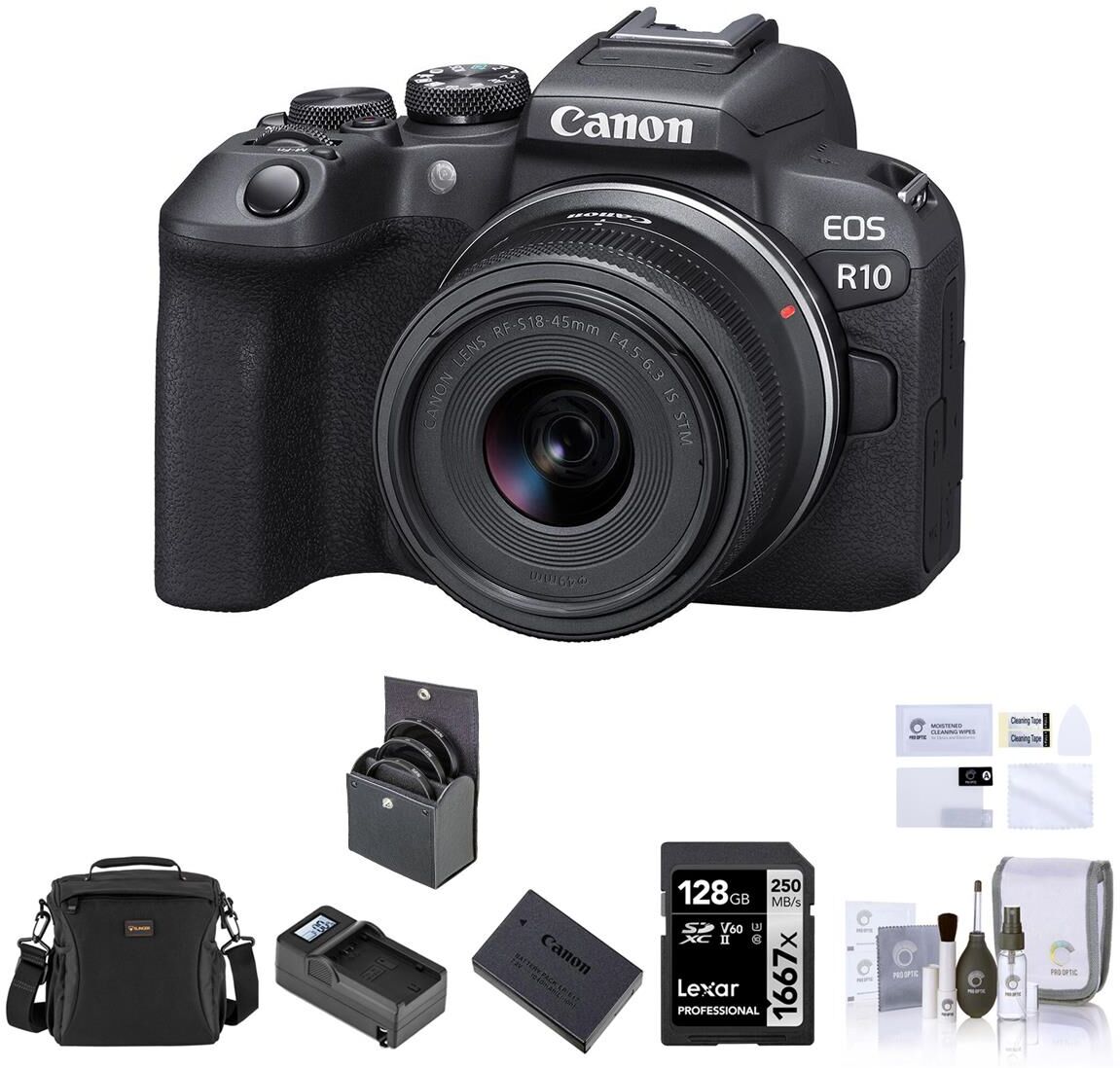 Canon EOS R10 Mirrorless Camera with 18-45mm Lens, Bundle with Essentials Kit