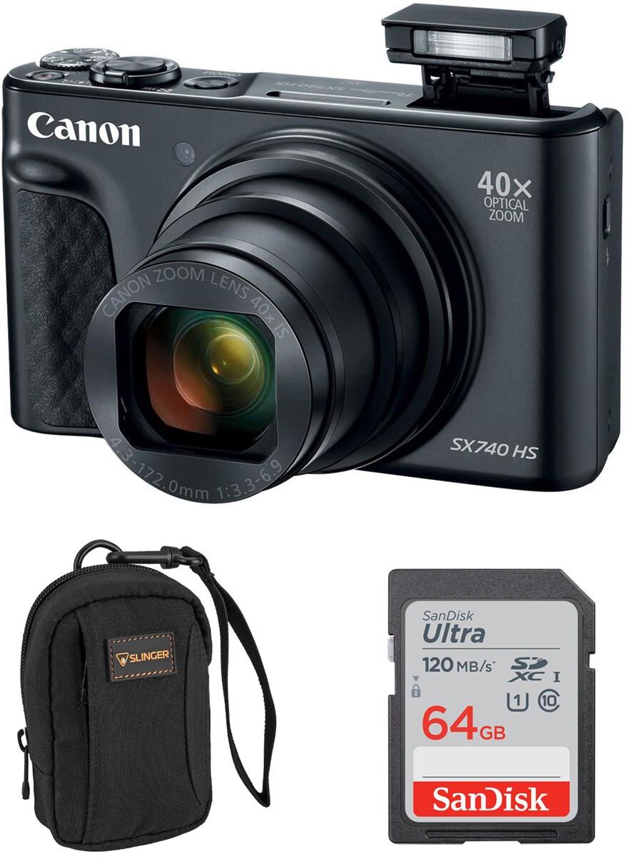 Canon PowerShot SX740 HS Camera, Black with 64GB Memory Card and Alpine 1 Bag