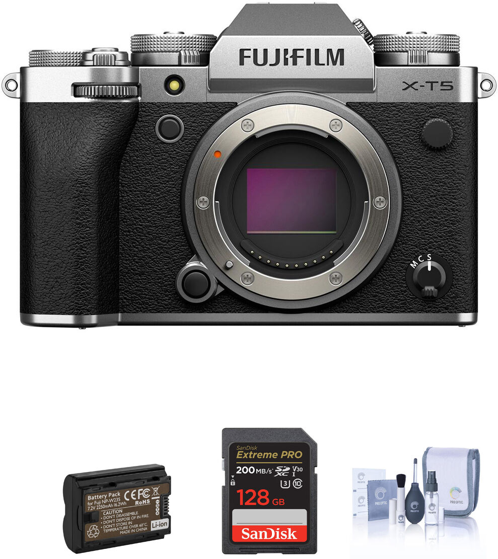 Fuji X-T5 Mirrorless Camera, Silver, Bundle with Included Value