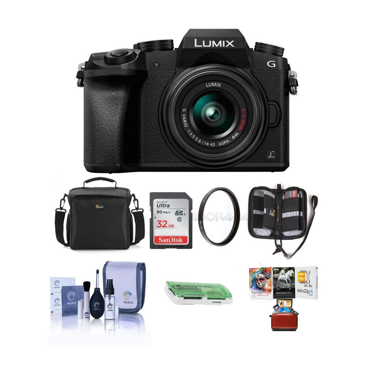 Panasonic Lumix DMC-G7 Mirrorless Camera w/14-42mm Lens, Black &amp; Included Value