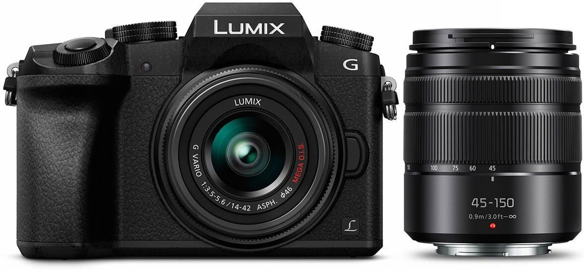 Panasonic Lumix DMC-G7 Mirrorless Camera w/ Lumix G Vario 14-42mm, 45-150mm Lens