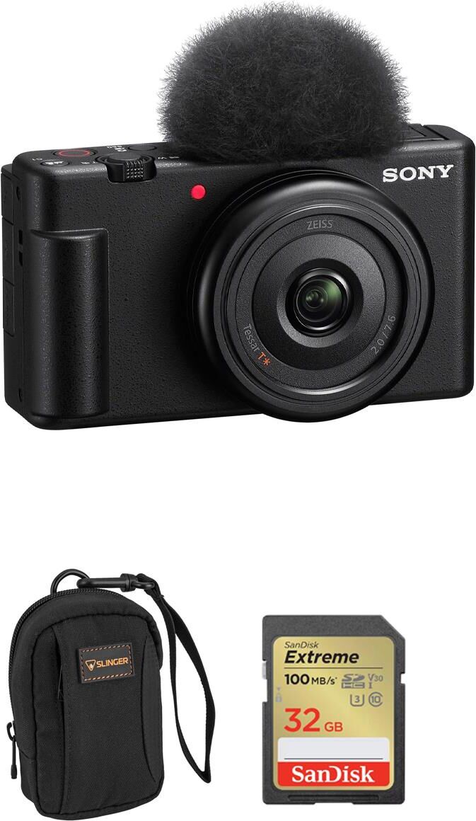 Sony ZV-1F Vlogging Camera, Black with Accessories Kit