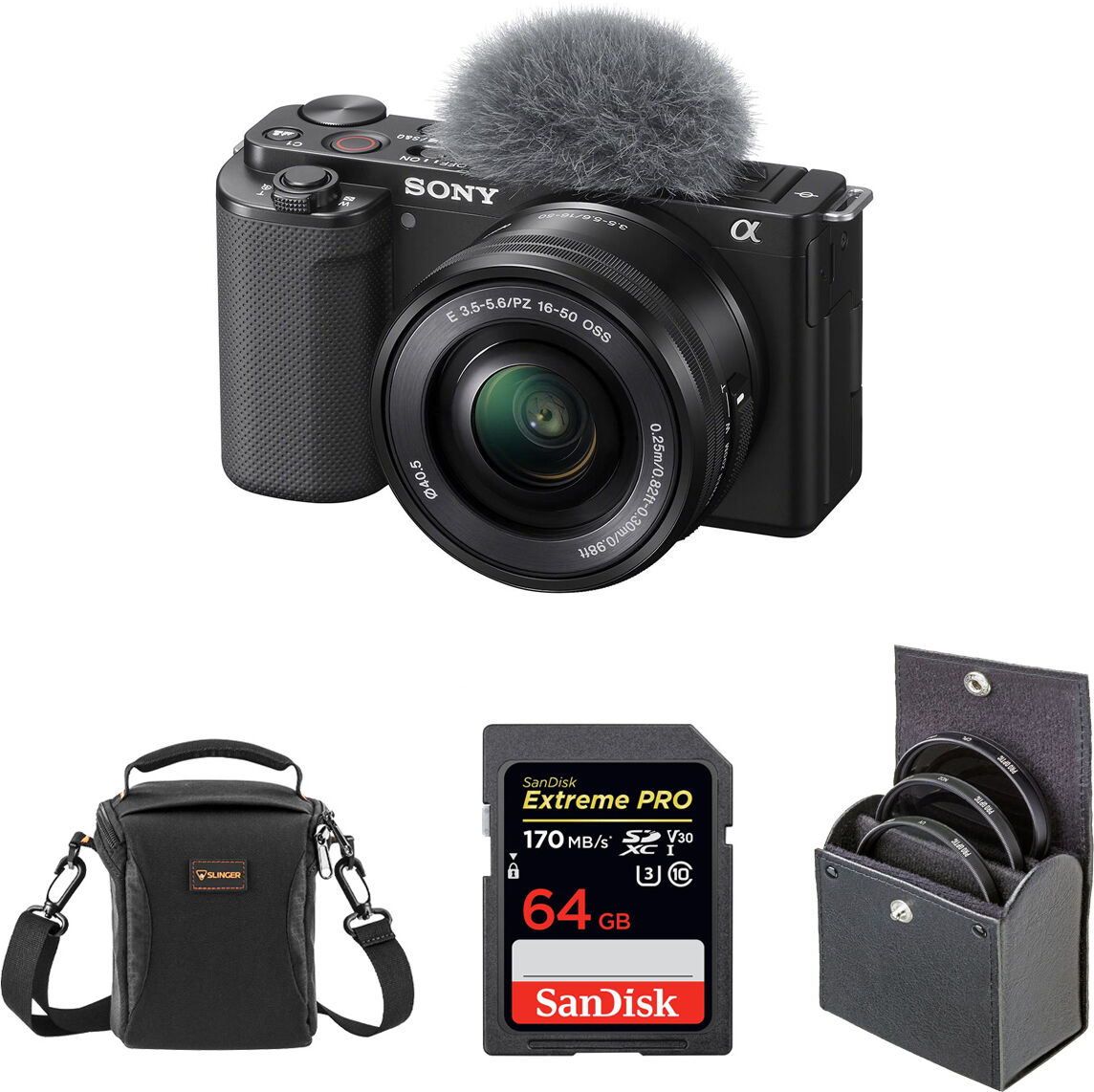 Sony ZV-E10 Mirrorless Camera with 16-50mm Lens, Black, Bundle w/Included Value