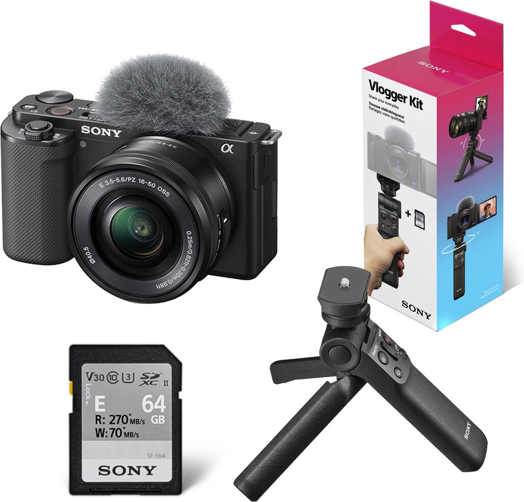 Sony ZV-E10 Mirrorless Camera with 16-50mm Lens, Black and ACCVC1 Vlogger Kit