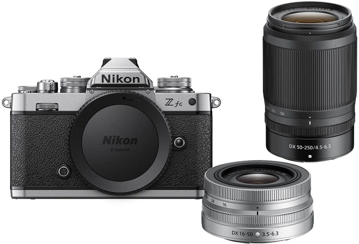 Nikon Z fc Mirrorless Camera with DX 16-50mm Silver &amp; 50-250mm Lens, Black