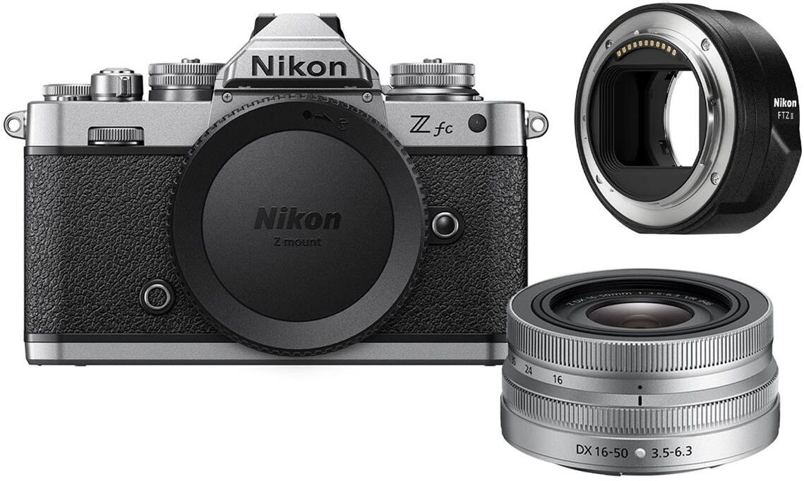 Nikon Z fc Mirrorless Camera with 16-50mm Lens, Silver and FTZ II Adapter