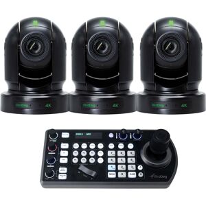 BirdDog P400 4K UHD Full NDI 20x PTZ Camera, Black, 3-Pack w/Keyboard Controller