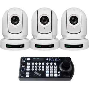 BirdDog P400 4K UHD Full NDI 20x PTZ Camera, White, 3-Pack w/Keyboard Controller