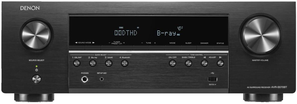 Denon AVR-S570BT 5.2-Channel 8K Bluetooth AV Receiver