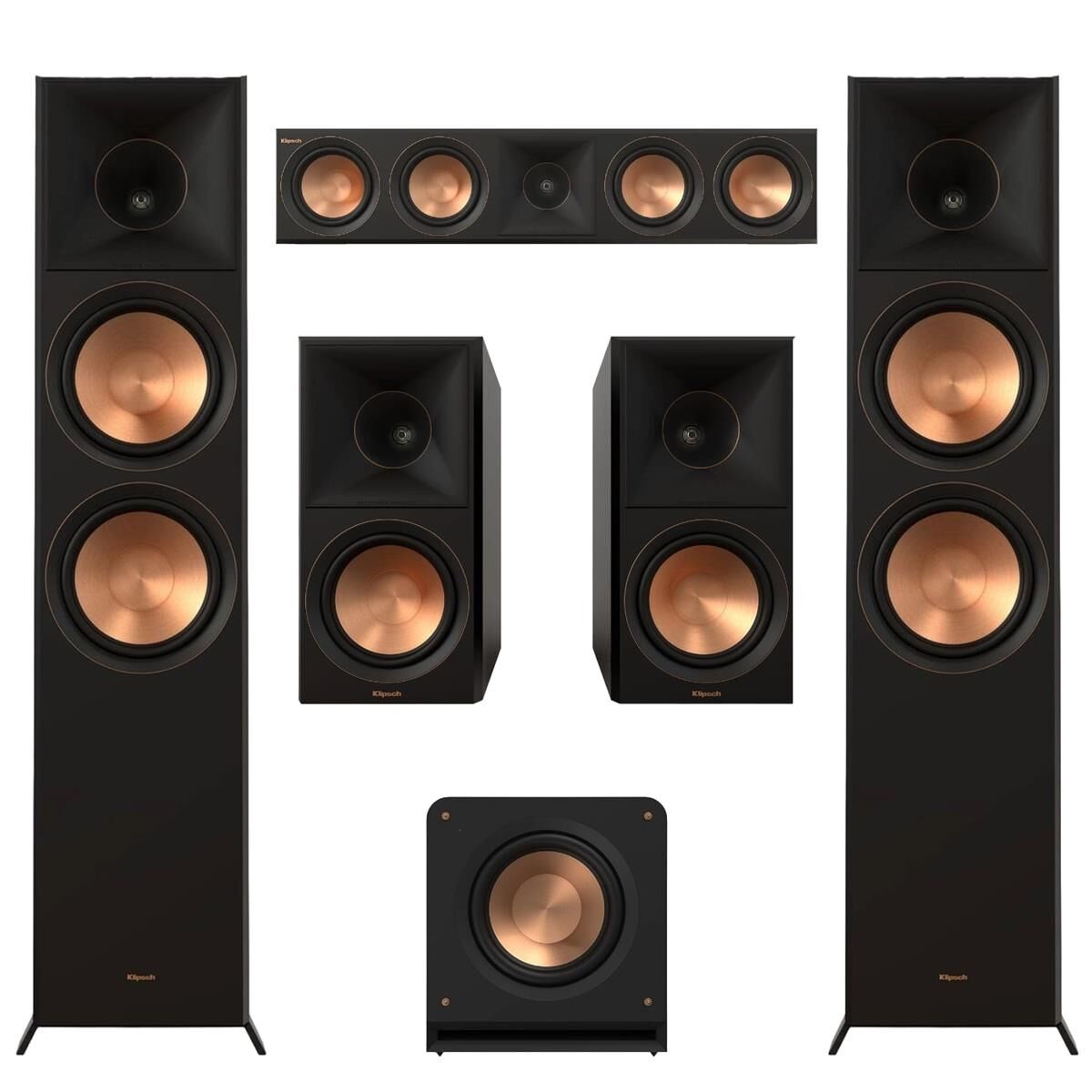 Klipsch Reference Premiere RP-8060FAII 5.1 Home Theater Pack,RP-1200SW Sub,Ebony