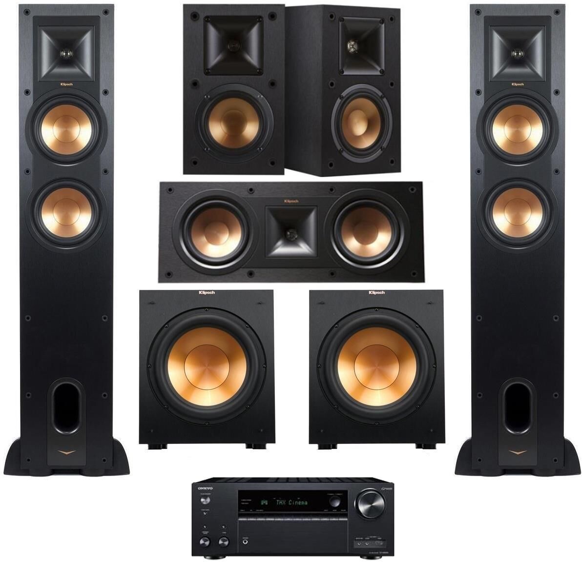 Klipsch Reference 5.2 Home Theater System with TX-NR696 7.2 Receiver, Black