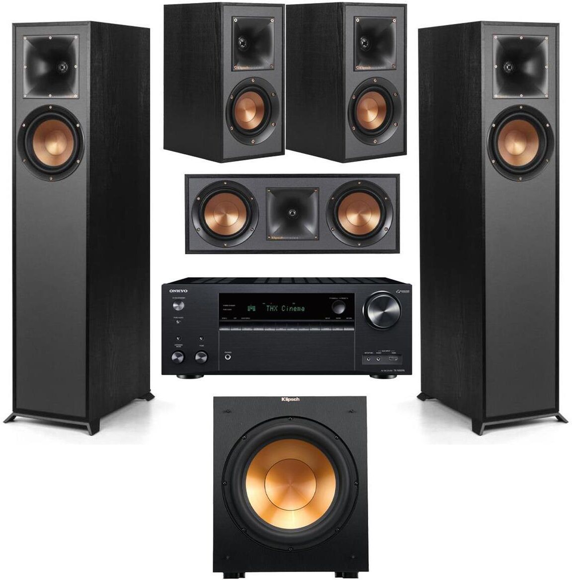 Klipsch Reference R-610F 5.1 Home Theater System with Onkyo TX-NR696 7.2-Channel