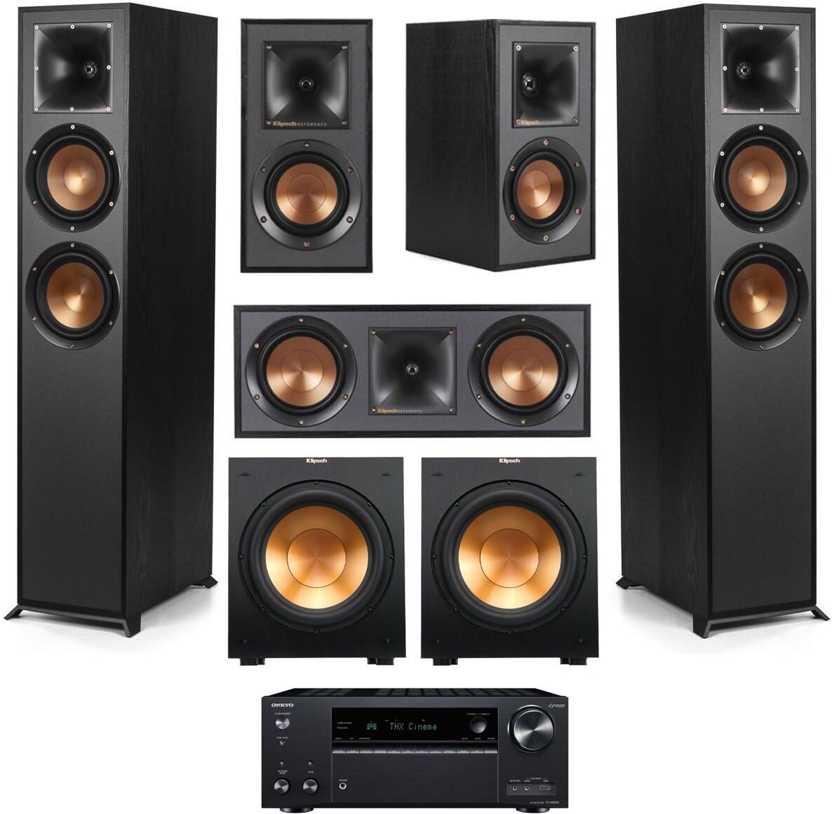 Klipsch Reference 5.2 Home Theater System w/AVR-S970H 7.2-Ch AV Receiver, Black