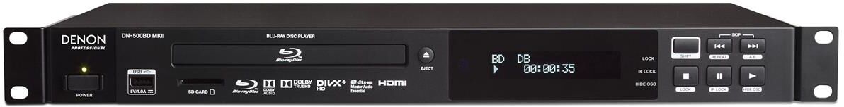 Pro Denon DN-500BD MKII Professional 1RU Blu-Ray, DVD and CD/SD/USB Player