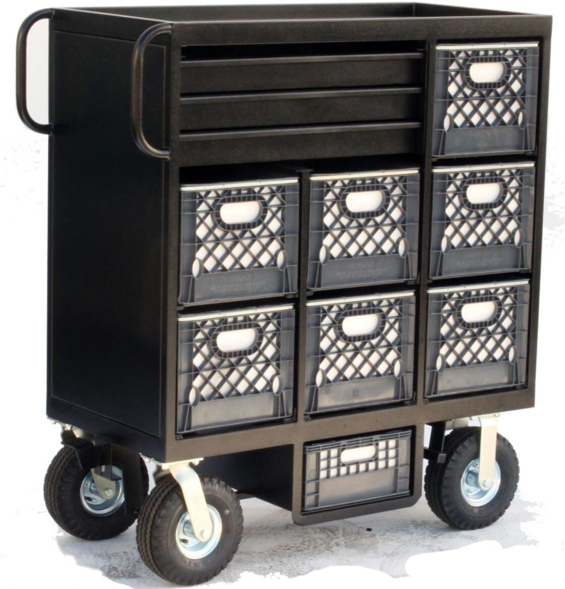 Backstage 7-Crate Set Box Mini Cart with Wheels