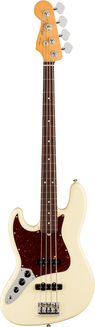 Fender American Pro II Jazz Left-Handed Bass Guitar, Rosewood, Olympic White