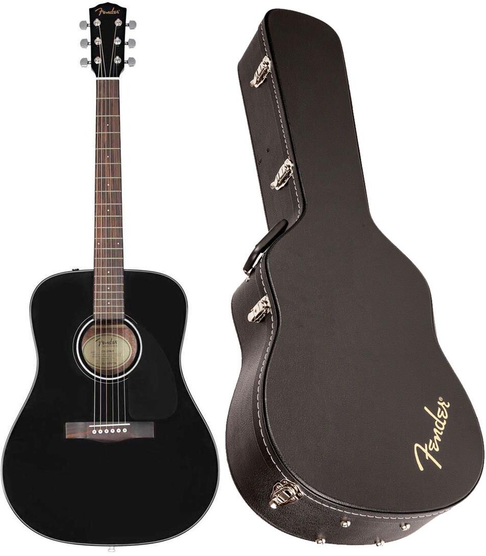 Fender CD-60 Dreadnought V3 Acoustic Guitar with Case, Walnut Fingerboard, Black