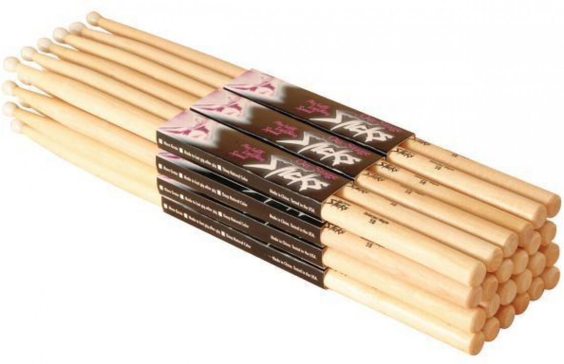 On-Stage HN5A Hickory Drum Sticks with Nylon Tip, Size 5A, 12 Pair