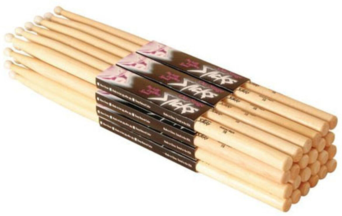 On-Stage HW5A Hickory Drum Sticks with Wood Tip, Size 5A, 12 Pair