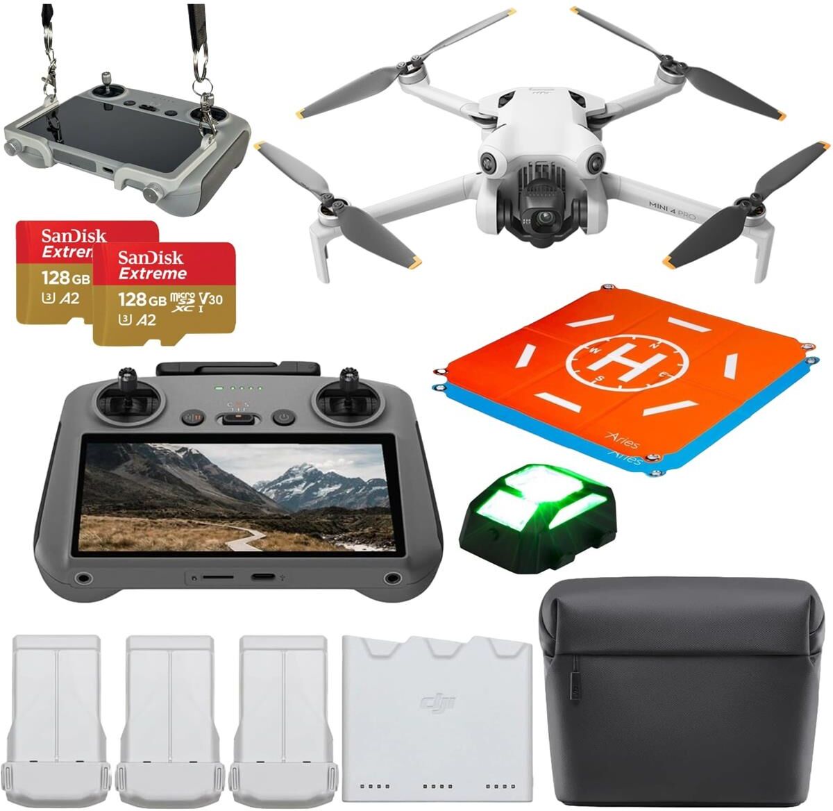 DJI Mini 4 Pro Drone Fly More Combo, w/Claw Lanyard Mount System, 2x 128GB Card