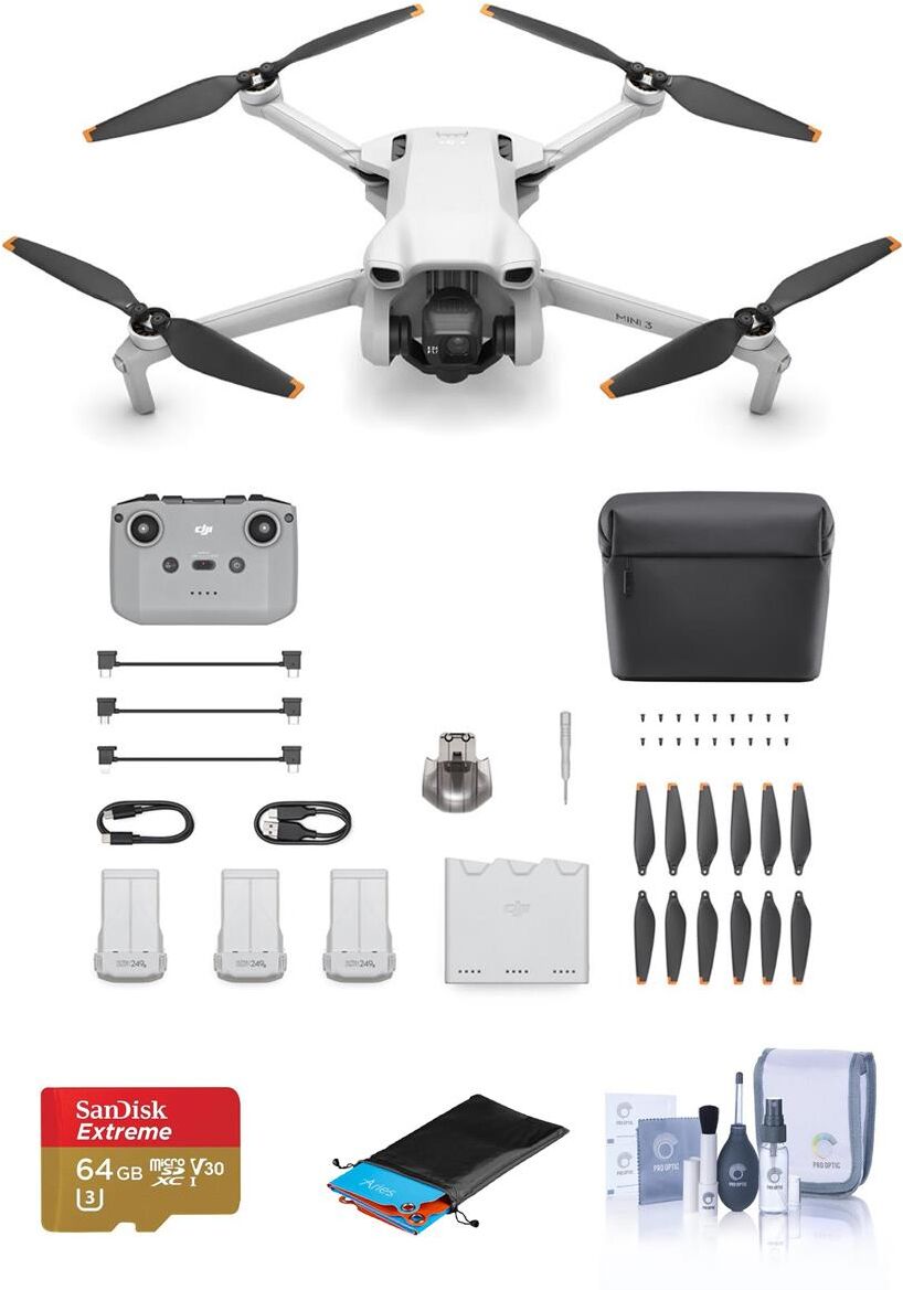 DJI Mini 3 Drone Fly More Combo with RC-N1 Control w/64GB microSDXC Card,Acc Kit