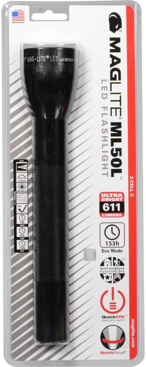 Maglite ML50L 3-Cell C LED Flashlight, Blister Packaging, Black