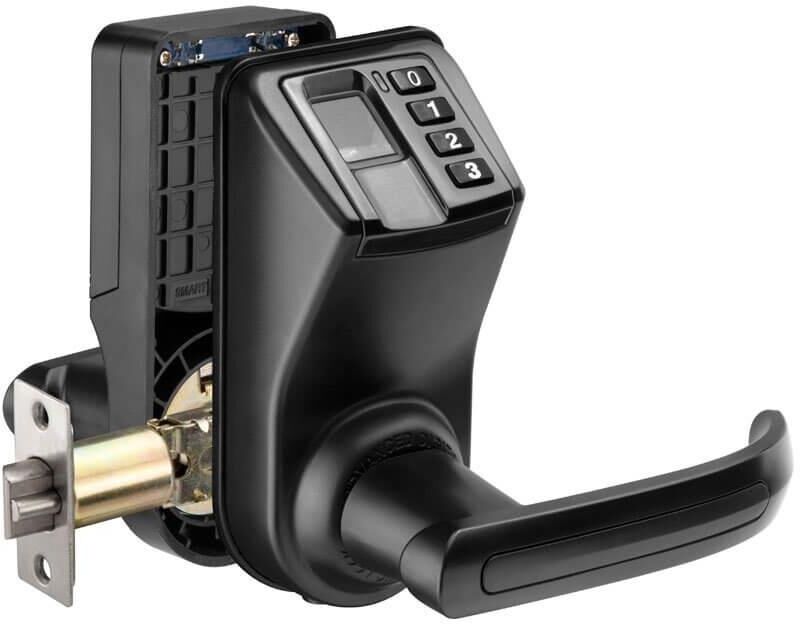 Barska Biometric Security Door Lock, Reversible Handle, Black