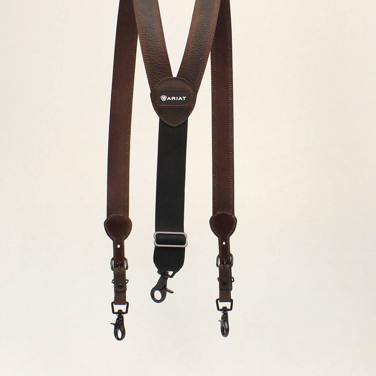 ARIAT M & F Western Mens Pebbled Gallus Suspenders - Dark Brown - Size: Large