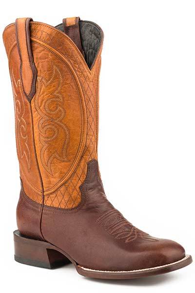 STETSON BOOTS AND APPAREL Stetson Mens Butte Cowboy Boots - Brown/Orange - Size: 12 D