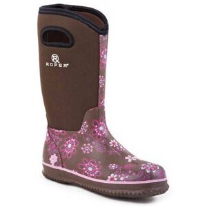 Roper Ladies Neoprene Barn Boots - Brown Floral - Size: 10