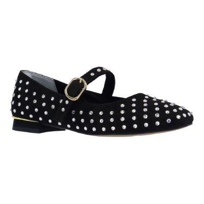 J.Renee Women's Faron Mary Jane Flat in Black, Fabric/Rhinestones, Size 13 M J.Renee Women's Faron Mary Jane Flat in Black, Fabric/Rhinestones, Size 13 M
