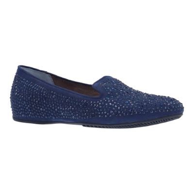 J.Renee Women's Hanuko Smoking Slipper Flat in Navy Blue, Suede/Rhinestones, Size 8.5 M J.Renee Women's Hanuko Smoking Slipper Flat in Navy Blue, Suede/Rhinestones, Size 8.5 M