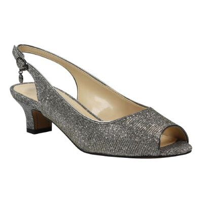 J.Renee Women's Jenvey Slingback Sandal in Pewter, Glitter Fabric, Size 9.5 WW, 1.25 Inch Heel J.Renee Women's Jenvey Slingback Sandal in Pewter, Glitter Fabric, Size 9.5 WW, 1.25 Inch Heel