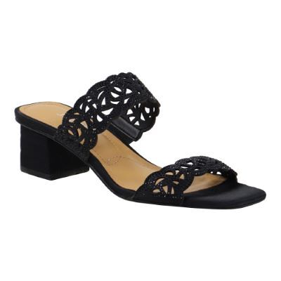J.Renee Women's Keetana Slip-On Sandal in Black, Fabric/Rhinestones, Size 8.5 W, 1.75 Inch Heel J.Renee Women's Keetana Slip-On Sandal in Black, Fabric/Rhinestones, Size 8.5 W, 1.75 Inch Heel