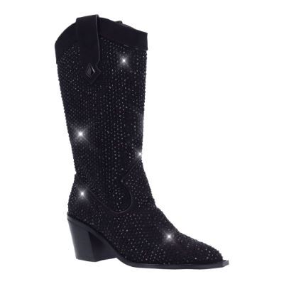 J.Renee Women's Laylani Cowboy Boot in Black, Fabric/Rhinestones, Size 7 W, 2 Inch Heel J.Renee Women's Laylani Cowboy Boot in Black, Fabric/Rhinestones, Size 7 W, 2 Inch Heel