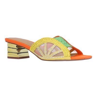 J.Renee Women's Lemon8 Slip-On Sandal in Lime and Yellow and Orange, Fabric/Rhinestones, Size 6.5 M, 1.75 Inch Heel J.Renee Women's Lemon8 Slip-On Sandal in Lime and Yellow and Orange, Fabric/Rhinestones, Size 6.5 M, 1.75 Inch Heel