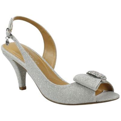 J.Renee Women's Luanda Slingback Sandal in Silver, Dance Glitter Fabric, Size 7.5 M, 2.25 Inch Heel J.Renee Women's Luanda Slingback Sandal in Silver, Dance Glitter Fabric, Size 7.5 M, 2.25 Inch Heel
