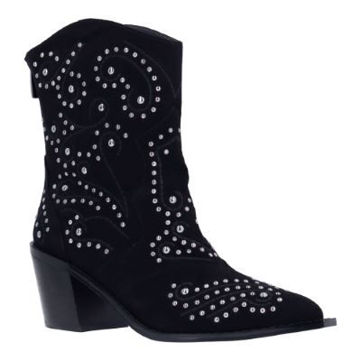J.Renee Women's Maddi Cowboy Boot in Black, Fabric/Studs, Size 9 M, 2 Inch Heel J.Renee Women's Maddi Cowboy Boot in Black, Fabric/Studs, Size 9 M, 2 Inch Heel