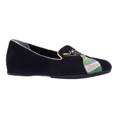 J.Renee Women's Newyear Smoking Slipper Flat in Black, Embroidered Fabric, Size 11 M J.Renee Women's Newyear Smoking Slipper Flat in Black, Embroidered Fabric, Size 11 M