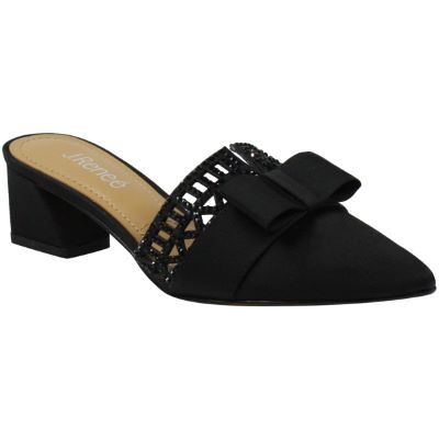 J.Renee Women's Randa Slide Mule in Black, Satin/Rhinestones, Size 8 M, 2 Inch Heel J.Renee Women's Randa Slide Mule in Black, Satin/Rhinestones, Size 8 M, 2 Inch Heel