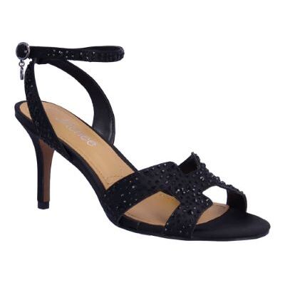J.Renee Women's Sarlon Ankle Strap Sandal in Black, Fabric/Rhinestones, Size 6.5 M, 3 Inch Heel J.Renee Women's Sarlon Ankle Strap Sandal in Black, Fabric/Rhinestones, Size 6.5 M, 3 Inch Heel