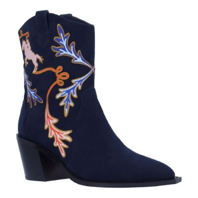 J.Renee Women's Skyla Cowboy Boot in Navy and Red, Embroidered Suede, Size 8.5 M, 2 Inch Heel J.Renee Women's Skyla Cowboy Boot in Navy and Red, Embroidered Suede, Size 8.5 M, 2 Inch Heel