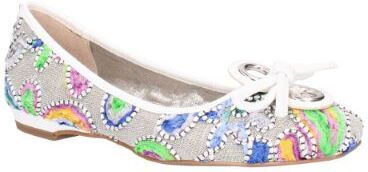 J.Renee Edie Dressy BLUE/GREEN/WHITE FIESTA Embroidered flat - 7.5 M