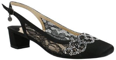 J.Renee Faleece Comfortable Wedding Black Lace and Satin slingback pump - 7 WW